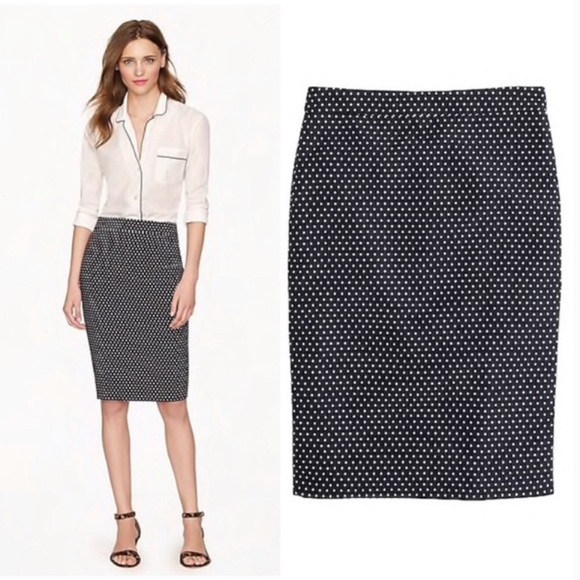 J. Crew Dresses & Skirts - J. Crew No. 2 Pencil Skirt Navy & White Polka Dot Jacquard Size 12